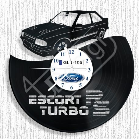 Ford Escort RS turbó hanglemez rendszámmal óra - bakelit óra