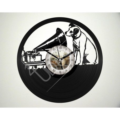 Gramofon kutyával hanglemez óra - bakelit óra