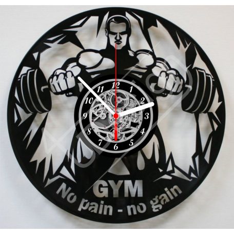 No pain - no gain Body builder hanglemez óra - bakelit óra