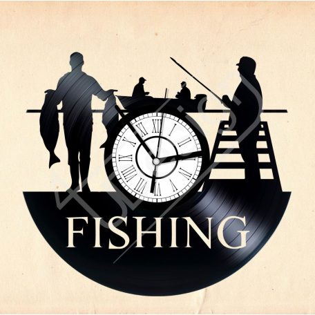 Horgászos hanglemez óra - bakelit óra