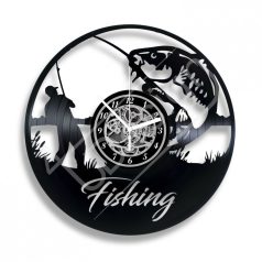 Fishing hanglemez óra saját felirattal - bakelit óra