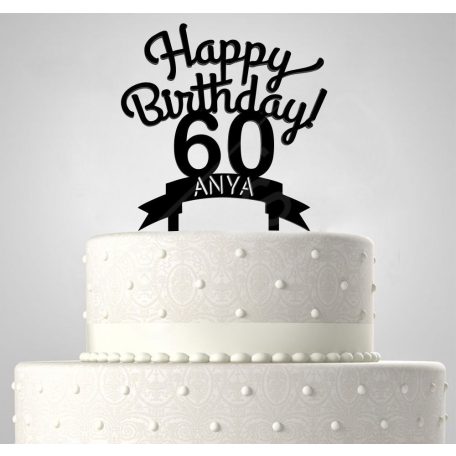 Happy Birthday EGYEDI NÉVVEL ÉS ÉVSZÁMMAL, tortadísz  A-K4