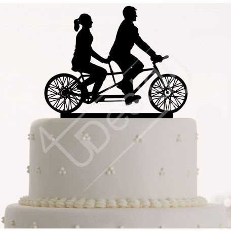 TD6100301 - Sziluett esküvői tortadísz tandem kerékpáros  X-E10
