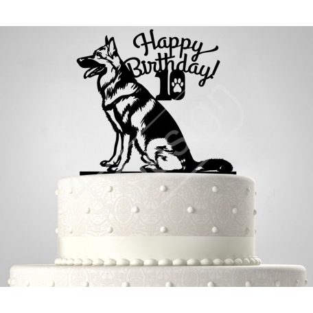 Kutya születésnapi sziluett tortadísz A-J9