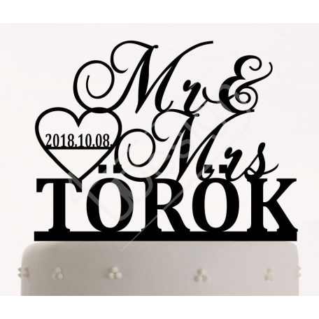 TD80524151 - Mr & Mrs sziluett tortadísz vezeték névvel  A-G2